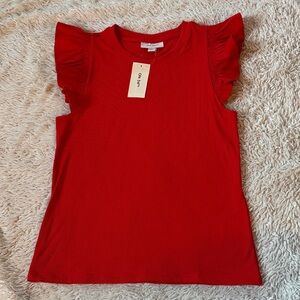 NWT On 34thTrendy   Crewneck Flutter-Sleeve Top size Small